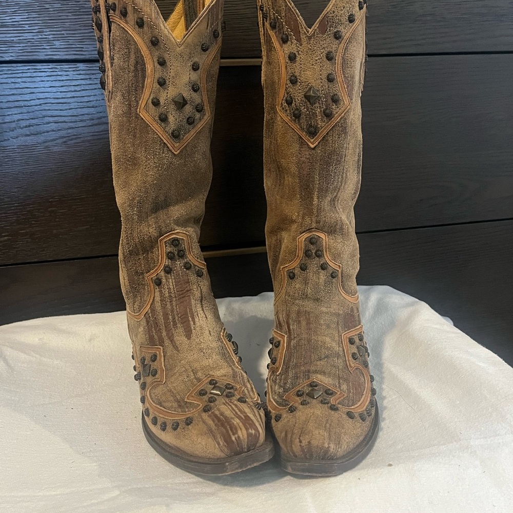 Lane Studded Brown Cowboy Boots